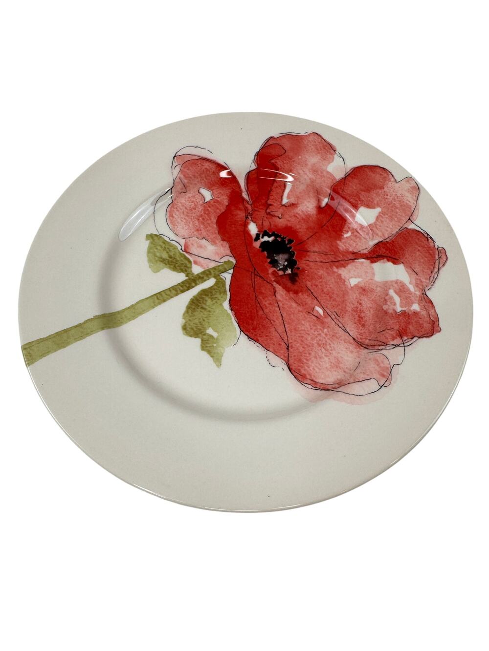 Royal Stafford England Dinner Plate White Red Poppy Flower Ceramic Round CLASSIC